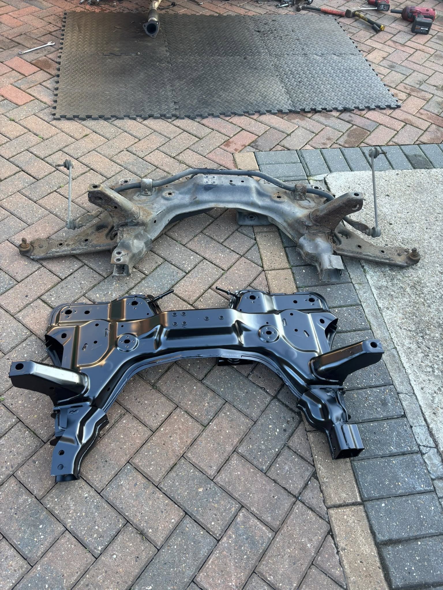 Vehicle subframe replacement work